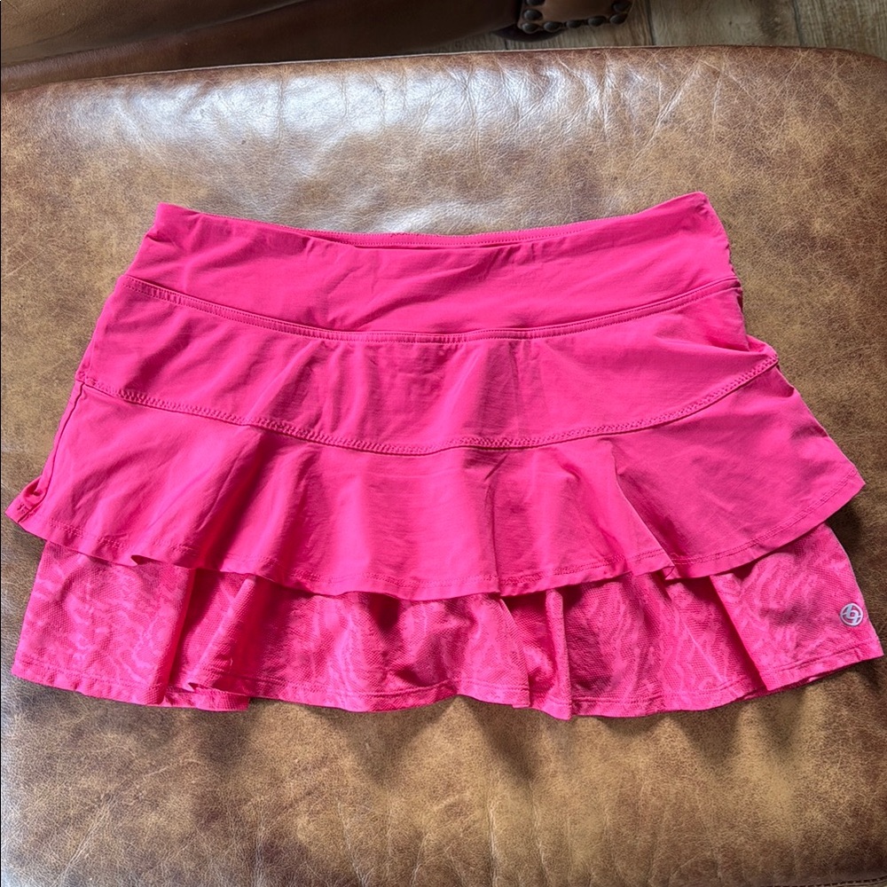 LIJA Designer Match Tennis Skirt Sz Medium Hot Pink Lace Golf Skort Barbiecore